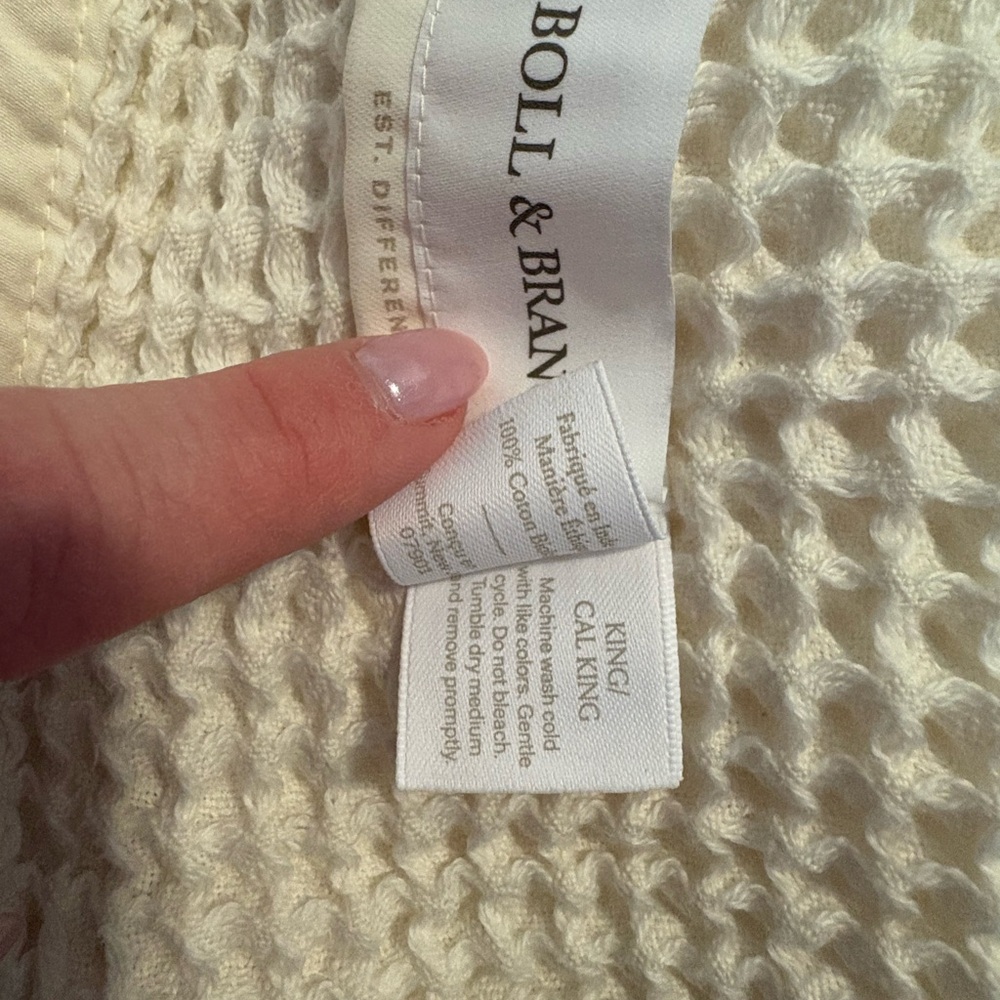 Boll & Branch Cream Waffle Blanket - King - Picture 6 of 6